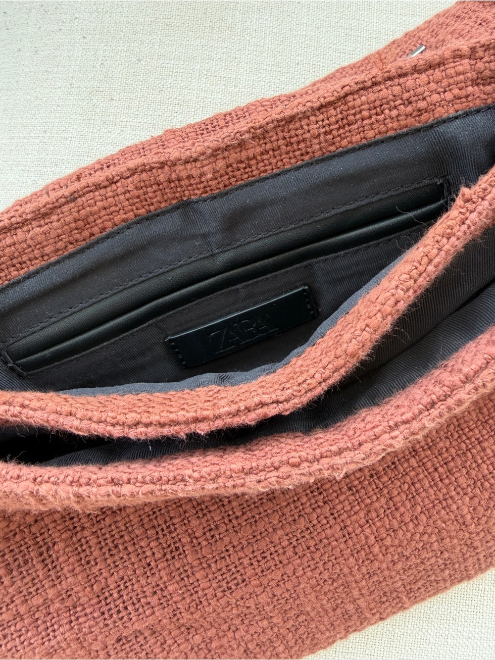 Zara Rust Plush Chain-Accent Shoulder Bag - Picture 6 of 6